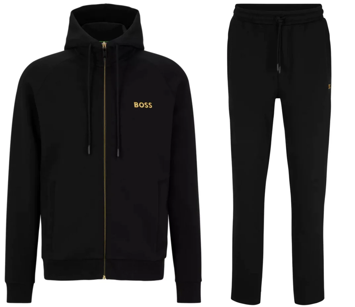Hugo boss tracksuit sales black and orange
