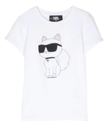 Karl Lagerfeld Girl's Short Sleeve Tee W/ Choupette White Z15416-10P