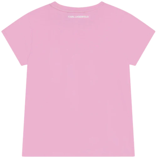 Karl Lagerfeld Girl's Short Sleeve Tee W/ Space Choupett Pink Z15414-465