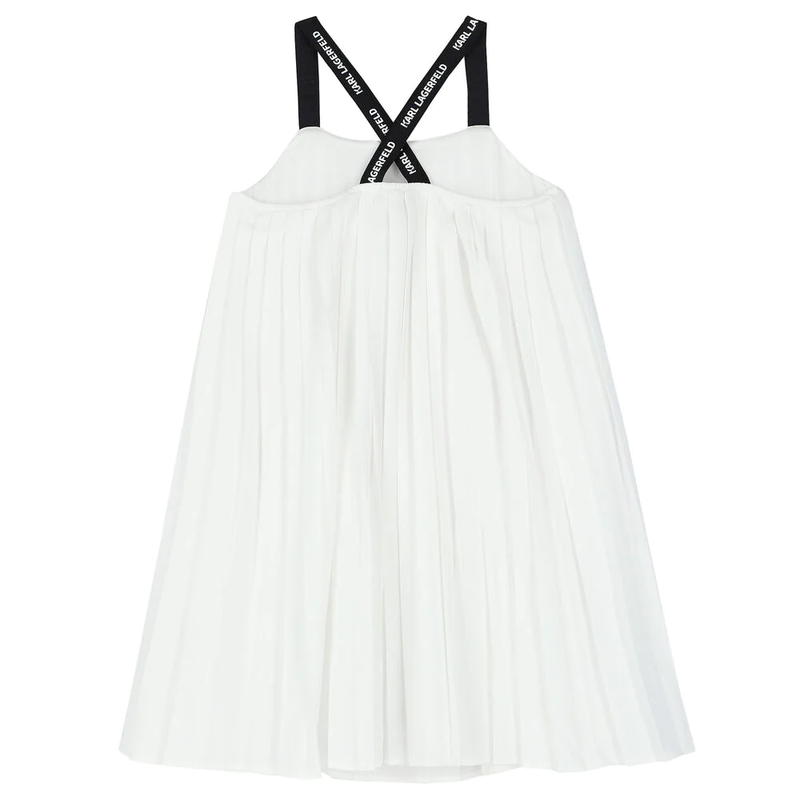 Karl Lagerfeld Girl's Strappy Pleated Dress White Z12246-10P