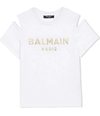 Balmain Kid's Cut T-Shirt White BS8A11-Z0057-100OR