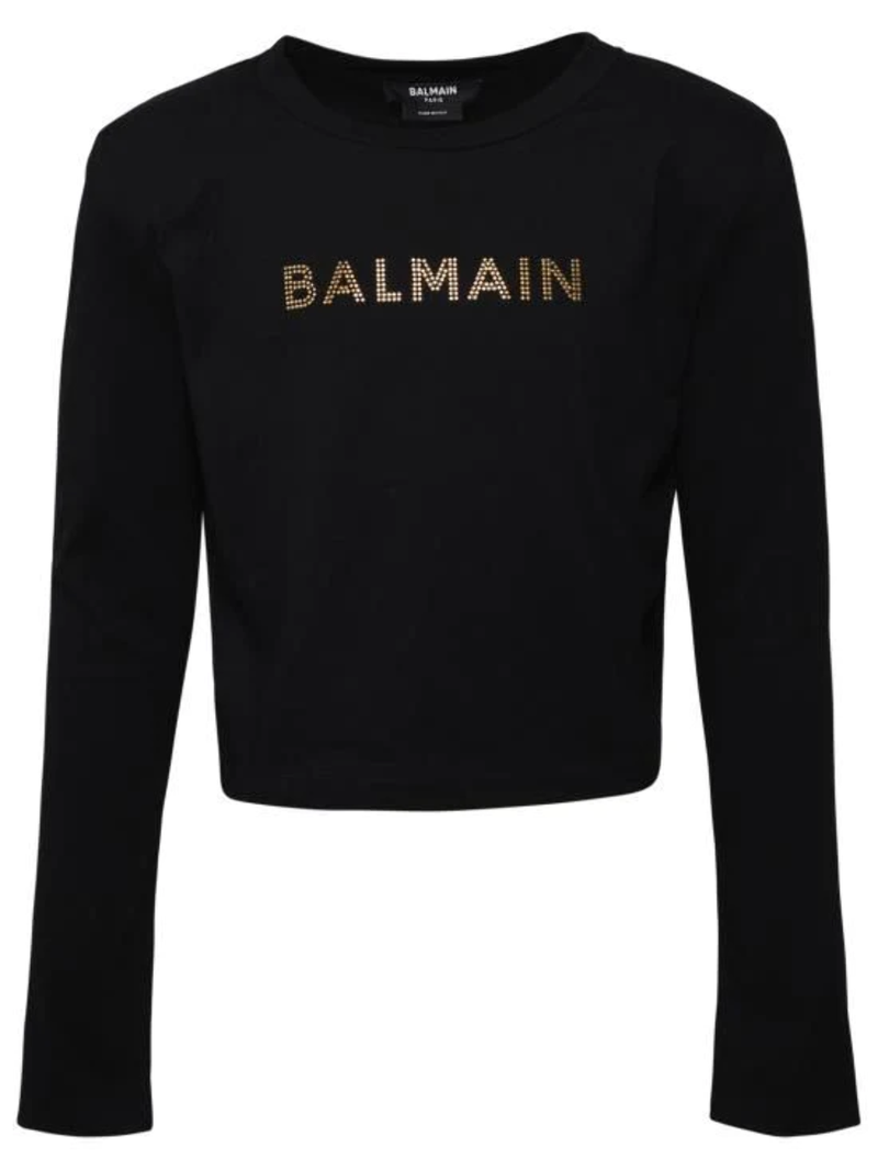 Balmain Girl's Long Sleeve Shirt Black BS8A80-J0177-930OR