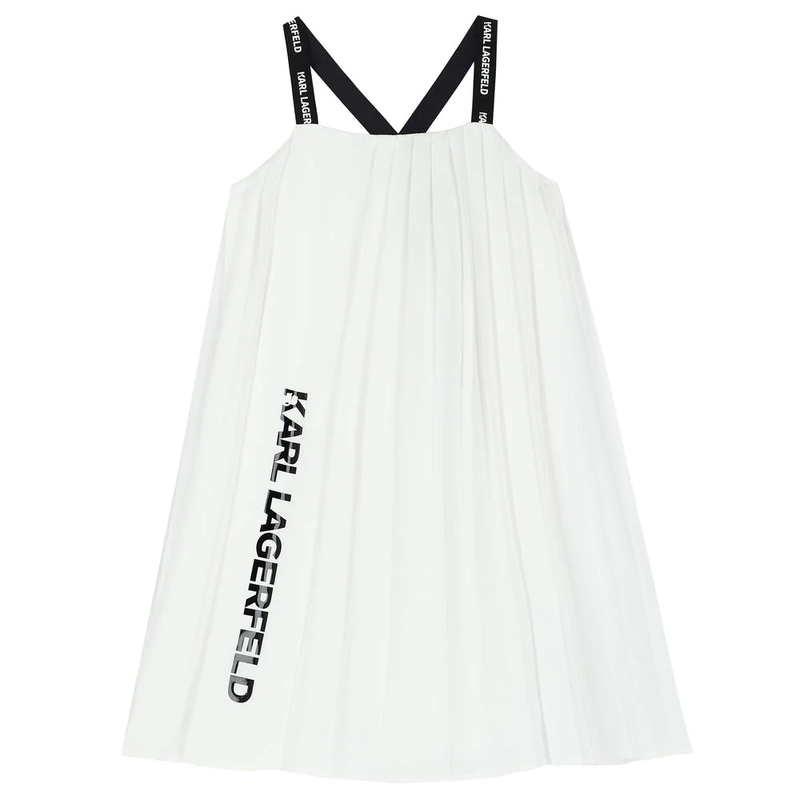 Karl Lagerfeld Girl's Strappy Pleated Dress White Z12246-10P – Sport Tech Karl Lagerfeld Girl's Strappy Pleated Dress White Z12246-10P – Sport Tech