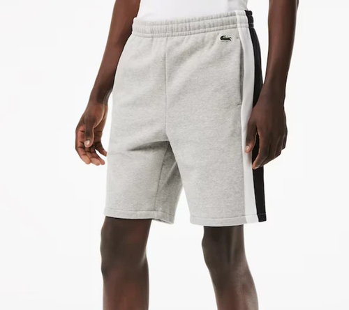 Lacoste Men’s Brushed Fleece Colorblock Shorts Grey/Black GH5584-51-SJ1