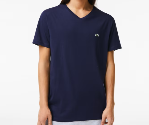 Lacoste Men's V-Neck Pima Cotton Jersey T-Shirt Navy Blue TH6710-51-166