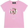 Karl Lagerfeld Girl's Short Sleeve Tee W/ Space Choupett Pink Z15414-465