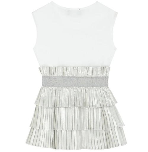 Karl Lagerfeld Girl's Sleeveless Dress W/ Logo Grey/White Z12240-M31