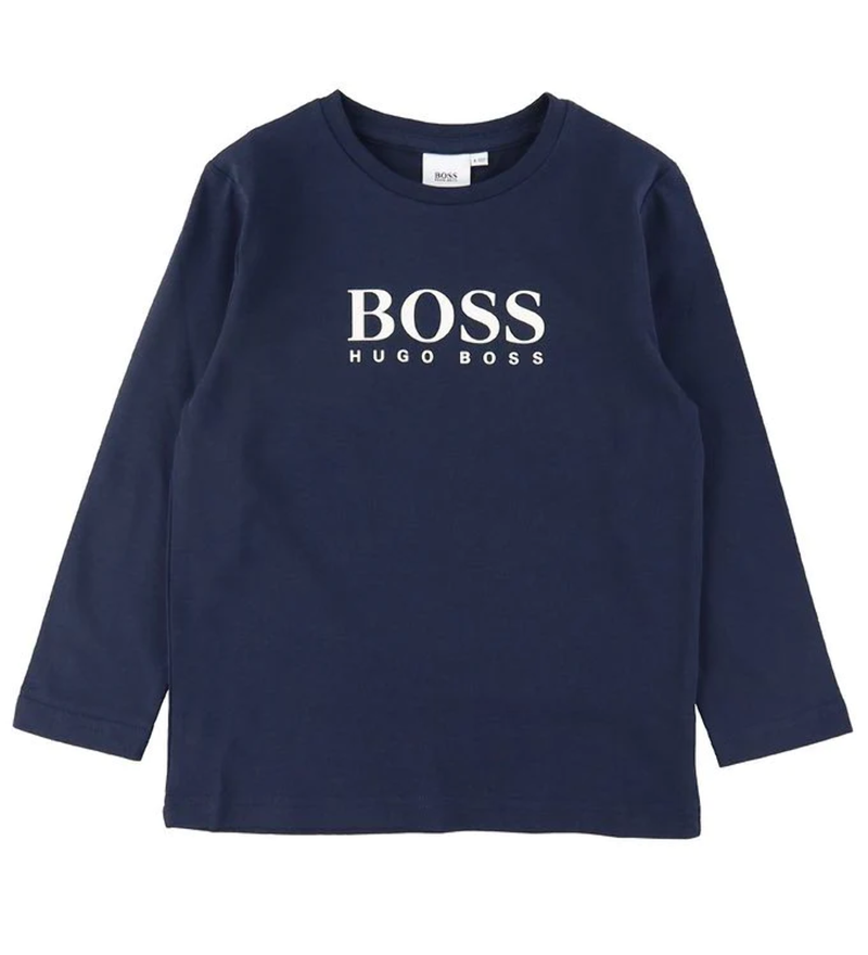 Hugo Boss Kids Long Sleeve T-Shirt Mini Me Navy Blue J25P21-849