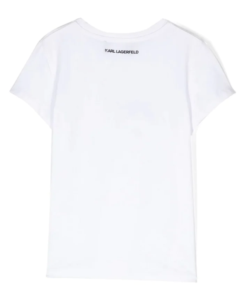 Karl Lagerfeld Girl's Short Sleeve Tee W/ Choupette White Z15416-10P