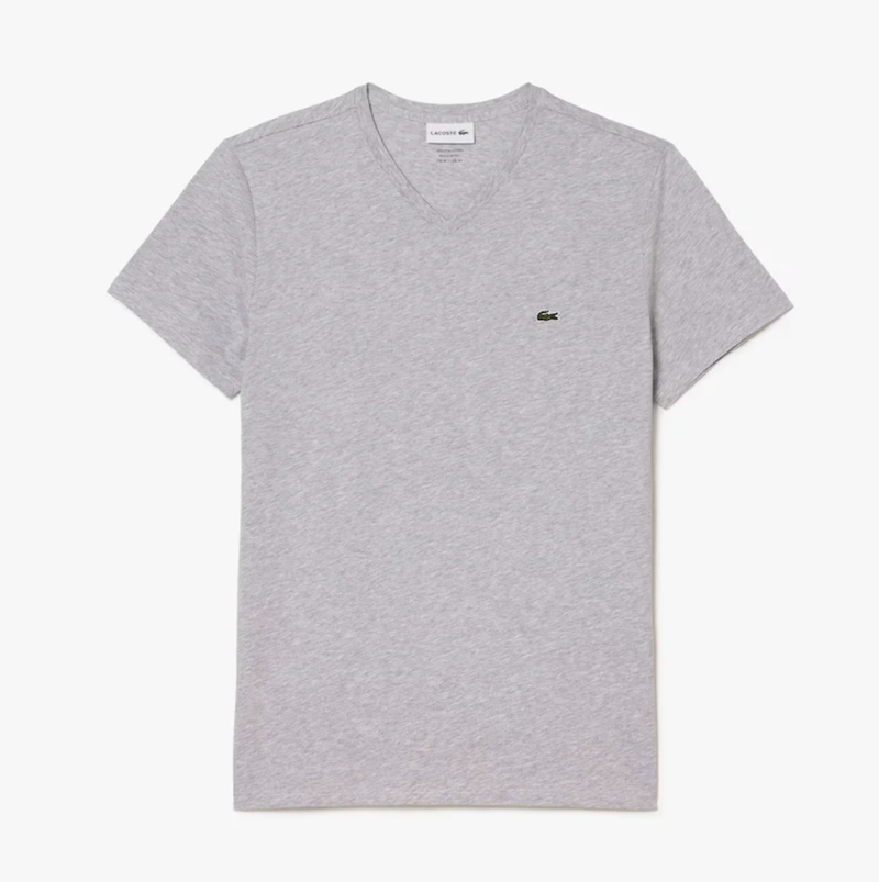 Lacoste Men's V-Neck Pima Cotton Jersey T-Shirt Grey TH6710-51-CCA