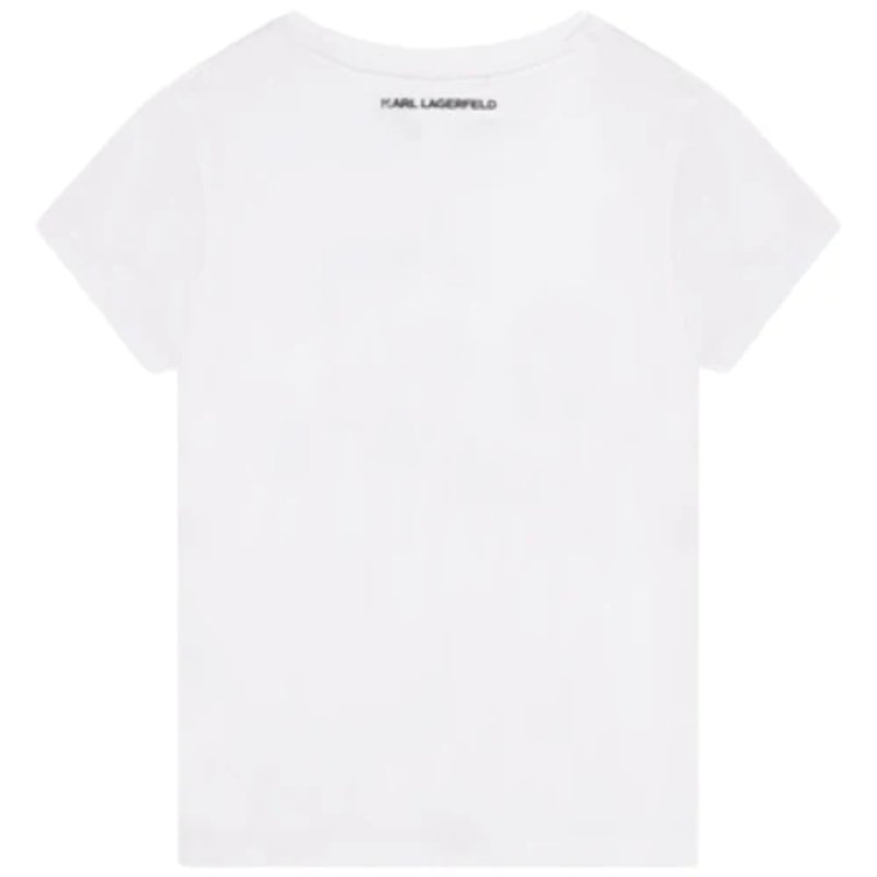 Karl Lagerfeld Girl's Short Sleeve Tee W/ Bedazzled Karl White Z15420-10P