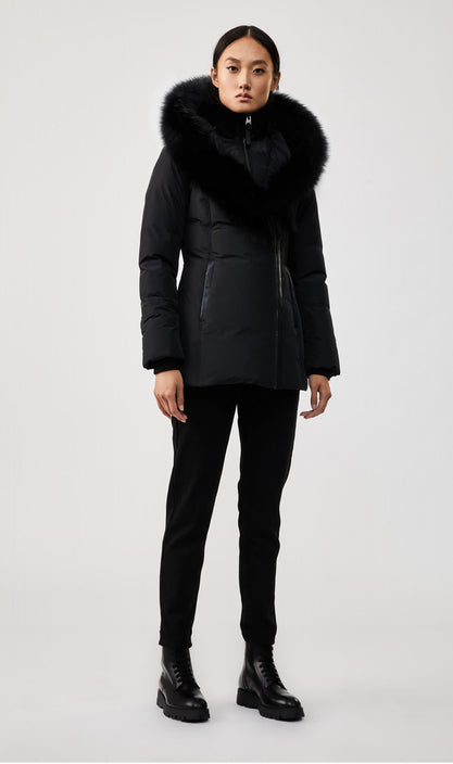 MACKAGE ADALI-BX WOMEN'S DOWN COAT W/ BLUE FOX FUR COLLAR ADALI-BX-Black