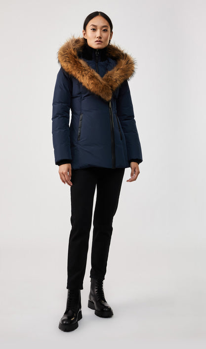 MACKAGE ADALI-F WOMEN'S DOWN COAT W/ NATURAL FUR COLLAR ADALI-F-Navy