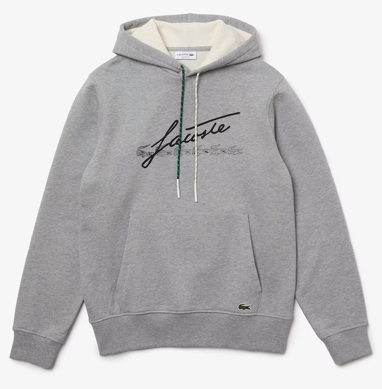 Lacoste Men's Signature Flecked Cotton Fleece Hoodie Grey SH2059-51-4JV