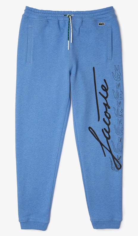 Lacoste Men's Signature And Crocodile Print Jogging Pants Blue XH2626-51-HG3