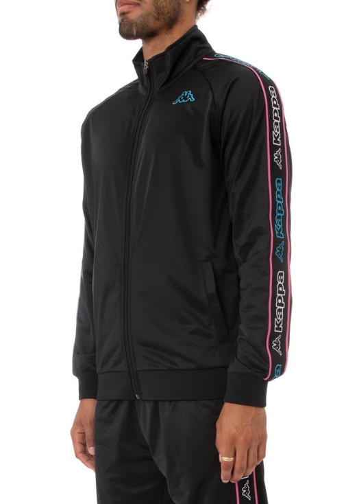 Kappa LOGO TAPE ARTEM 2 TRACK JACKET Black-Blue Turkis-White 311B7TW-A3J