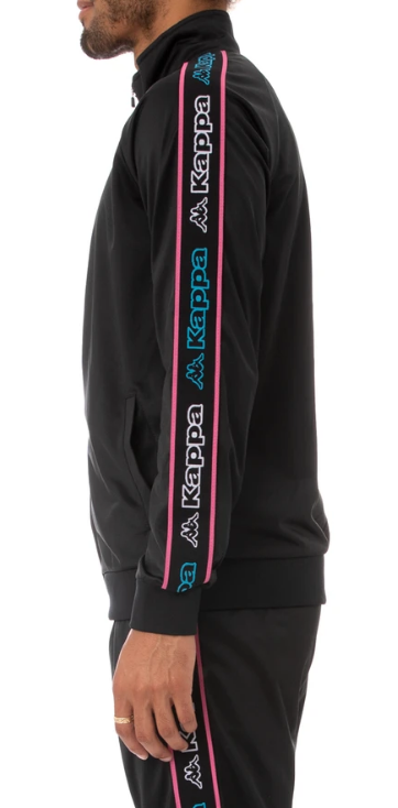 Kappa LOGO TAPE ARTEM 2 TRACK JACKET Black-Blue Turkis-White 311B7TW-A3J