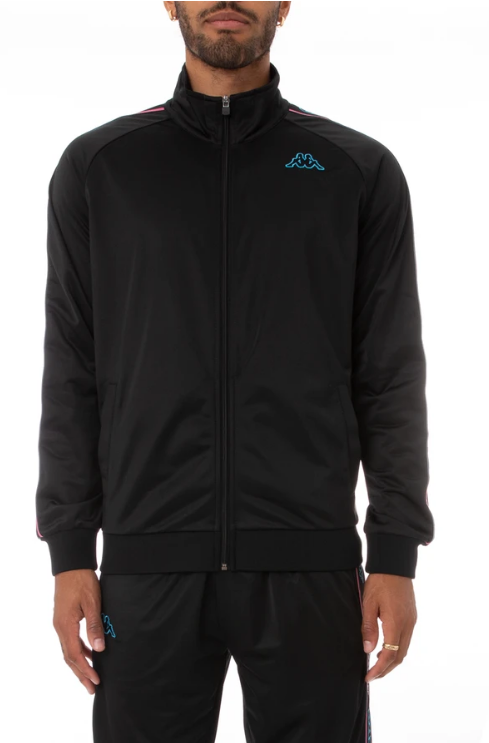 Kappa LOGO TAPE ARTEM 2 TRACK JACKET Black-Blue Turkis-White 311B7TW-A3J