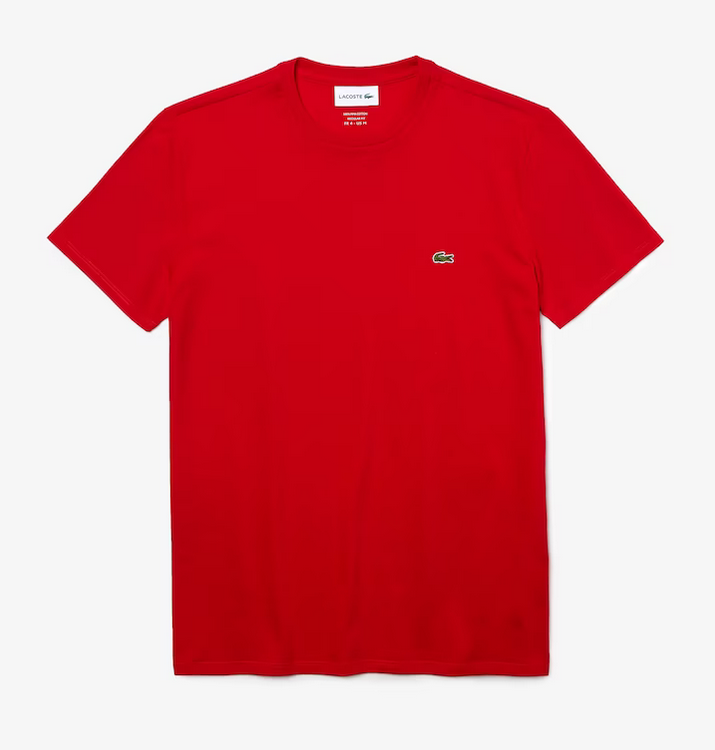 Lacoste Men s Crew Neck Pima Cotton Jersey T Shirt Red TH6709 51 240