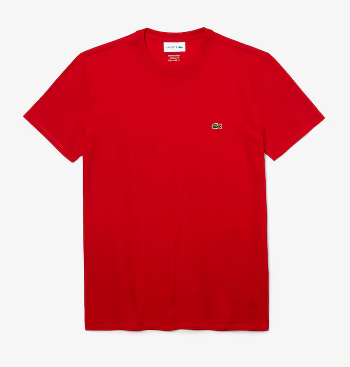 Lacoste Men's Crew Neck Pima Cotton Jersey T-Shirt Red TH6709-51-240