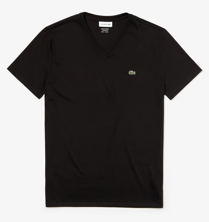 Lacoste Men's V-Neck Pima Cotton Jersey T-Shirt Black TH6710-51-031
