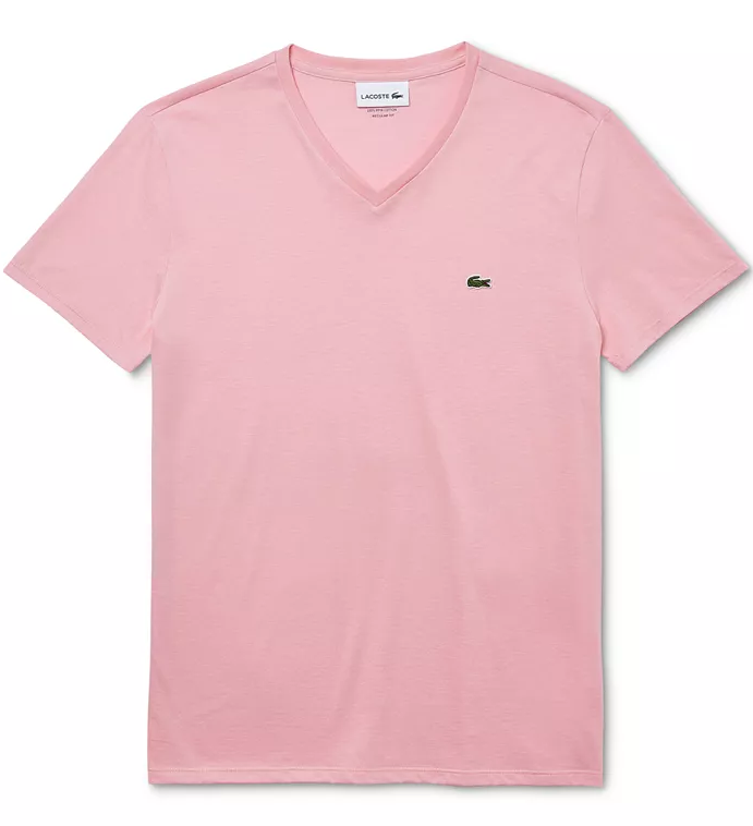 Lacoste Men's V-Neck Pima Cotton Jersey T-Shirt Pink TH6710-51-7SY