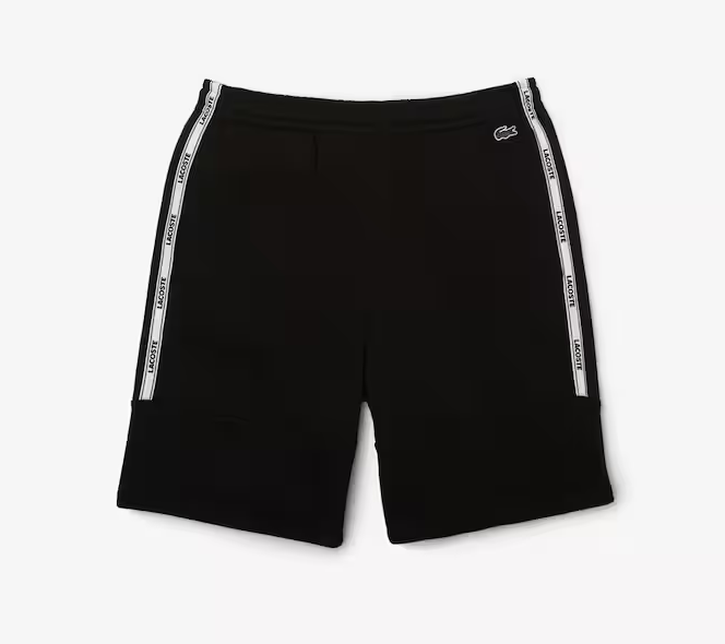Lacoste Men's Branded Bands Cotton Fleece Blend Shorts Black GH1201-51-031