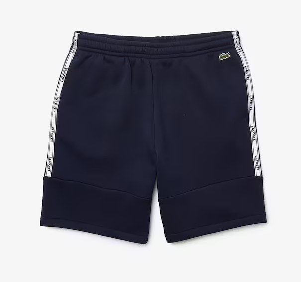 Lacoste Men's Branded Bands Cotton Fleece Blend Shorts Navy Blue GH1201-51-166