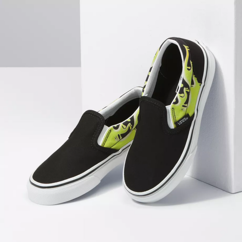 Vans Kids Slime Flame Classic Slip-On color Black/True White VN0A4BUT31M
