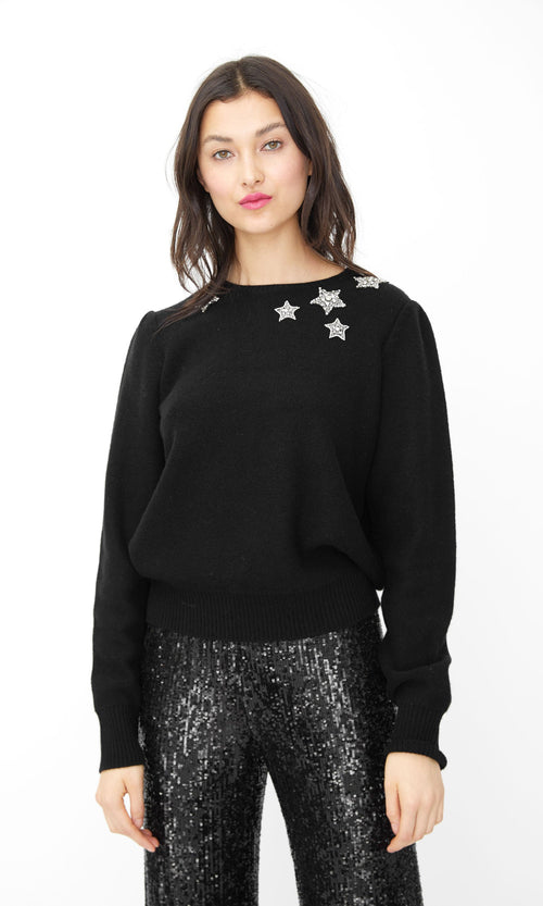 Generation Love Beaded Star Women's Sweater H19ShaeStarsBlack